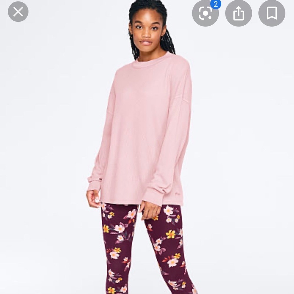 Waffle knit long sleeve tee
